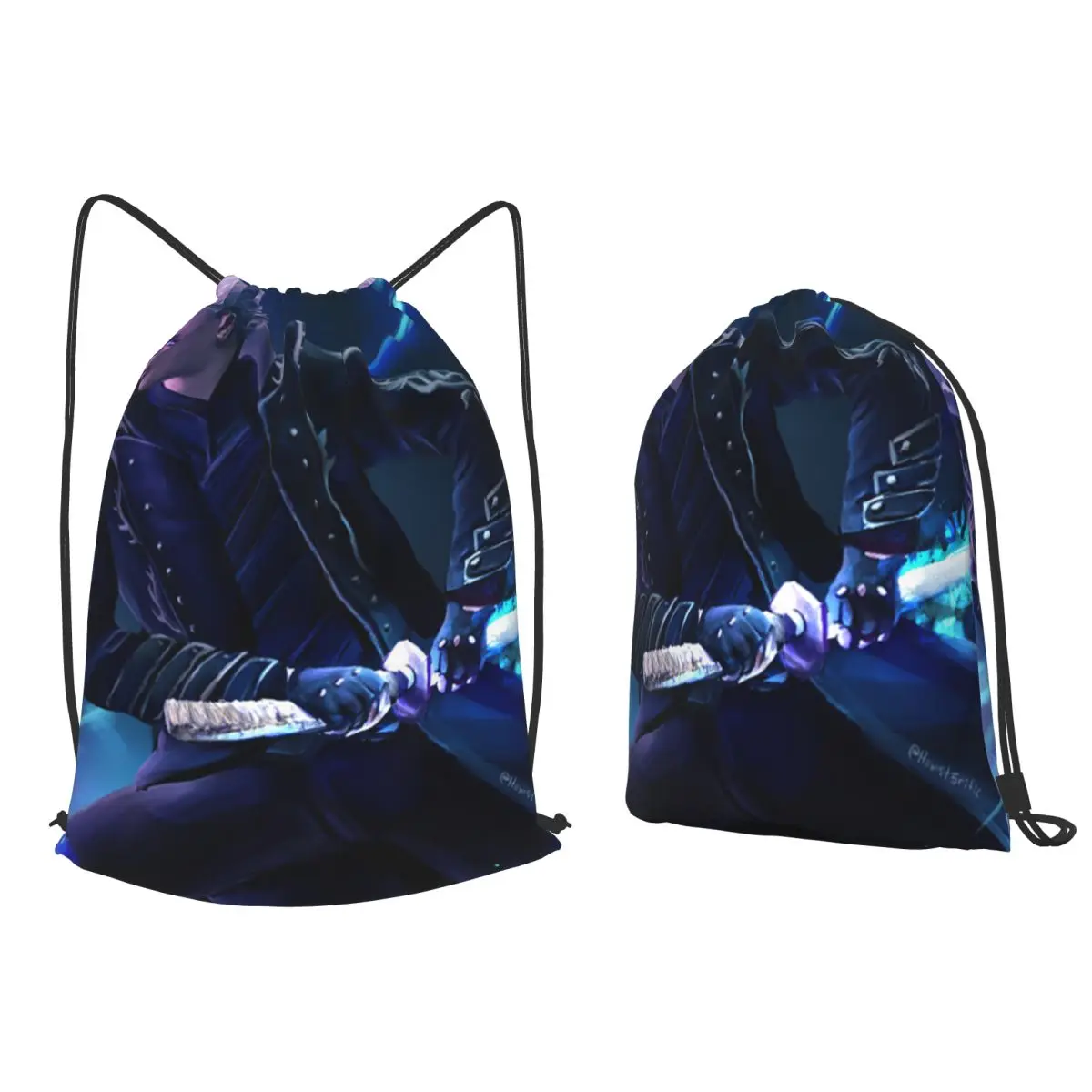 

Vergil From The Devil May Cry Series Backpacks Fashion Drawstring Bundle Pocket Sports Bag Book Bags for Travel School