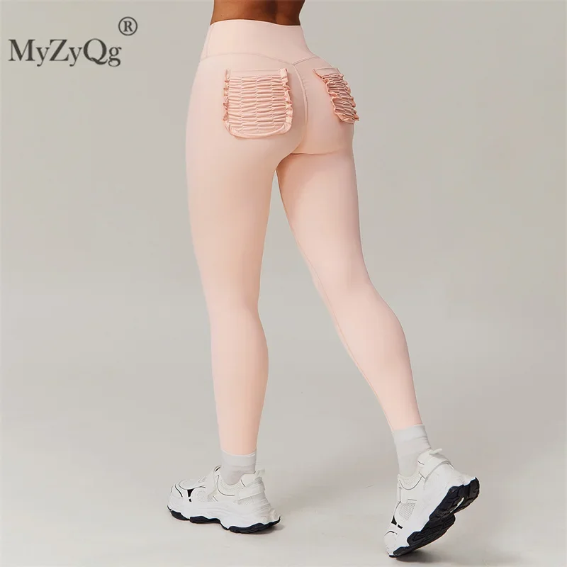 MyZyQg Women Push Up Peach Yoga Leggings Lift Hip Nude Yoga Pants Running Fitness Wide Leg Pants Casual Athletic Pants