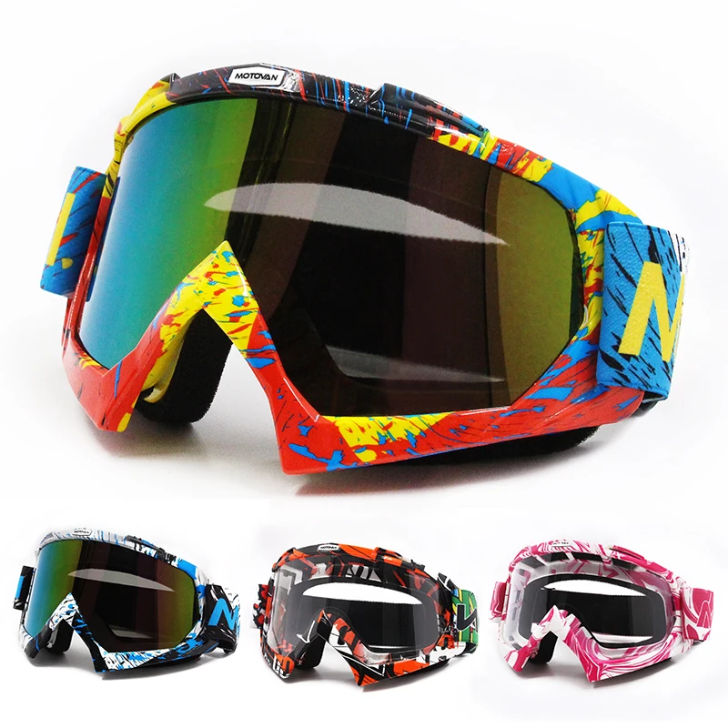 

Motovan Motorcycle Bicycle Eyes Mask Cover Eyewear Motocross Goggles Eyeglasses Racing Bike Men Women Glasses Ski Colorful Lens