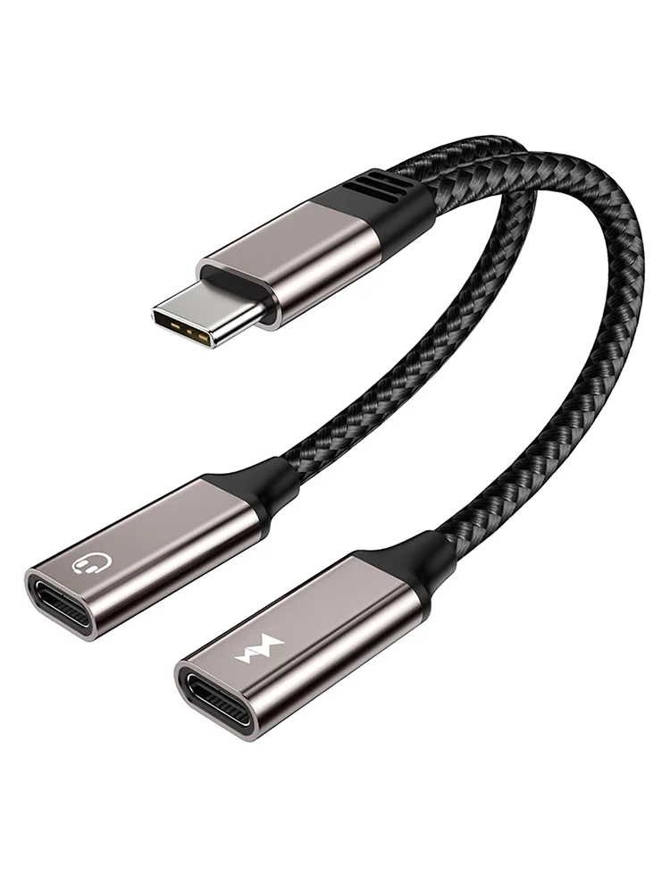 Adapter USB C Splitter Type C do słuchawek i ładowarki z szybkim ładowaniem PD 60W i transferem danych dla iPhone 16/15, iPad, Samsung — zdjęcie produktu 7