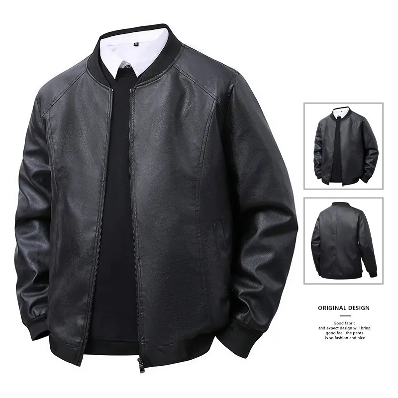 

Men Leather Jacket Autumn Spring Outdoor Windproof Cycling Sports Jacket Breathable Fashion Baseball Motorcycle Leather Clothes