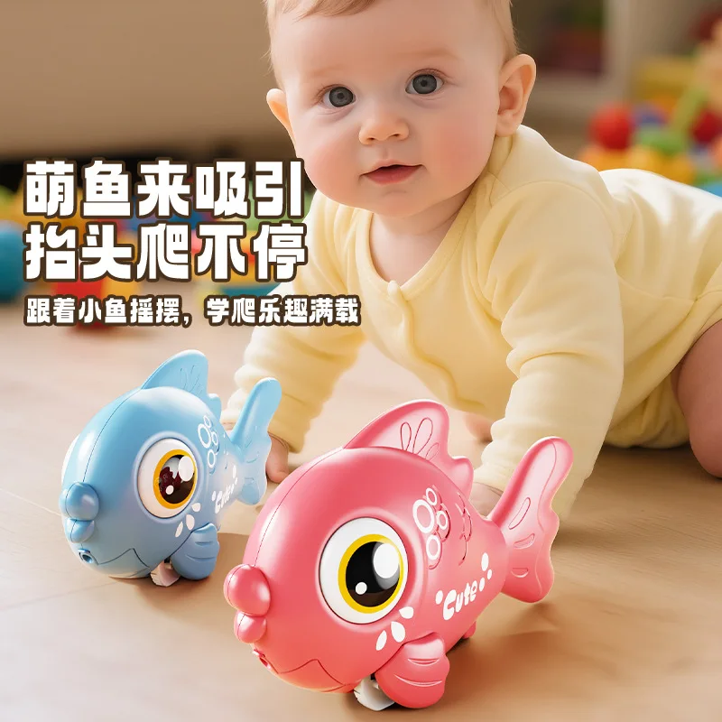 

2026 New Electric Simulated Rocking Fish Toy Funny Automatic Sensing Dodging Clownfish Baby Early Learning Crawling Chase Toy