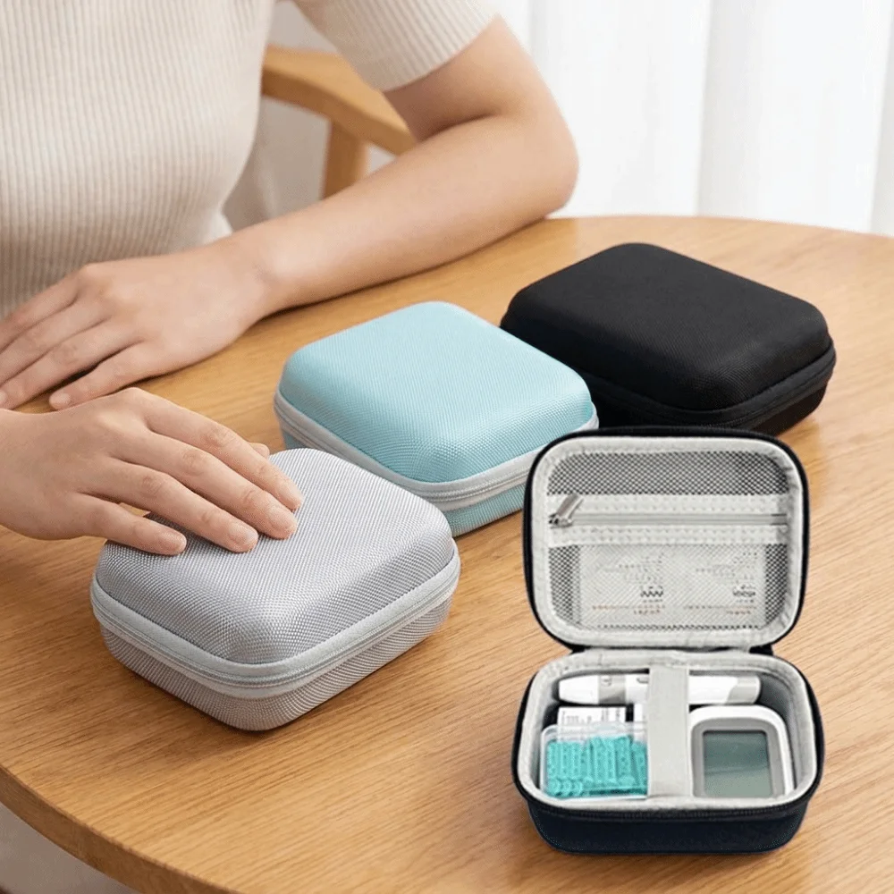 EVA Glucose Meter Storage Box Large Capacity Shockproof Hard Shell Storage Box Thickened Dust-proof Insulin Organizer Daily Use