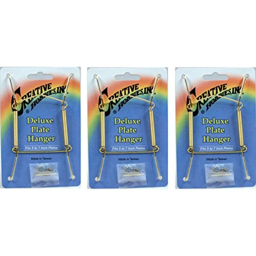 ® Deluxe Plate Display Hangers, Spring Style - Assembled and Ready to Use - Holds 5 to 7 Inch Plates, Gold Wire Spring Type, Ha