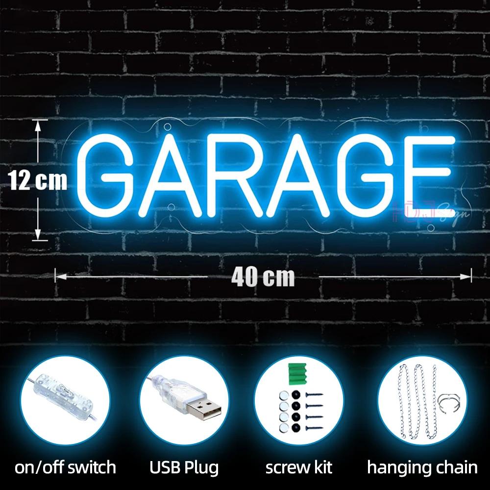 Neon LED Sign GARAGE Neon Sign LED Lights Wall Decoration Car Check Engine Repair Shop Neon Lights Bar Atmosphere LED Neon Lamp