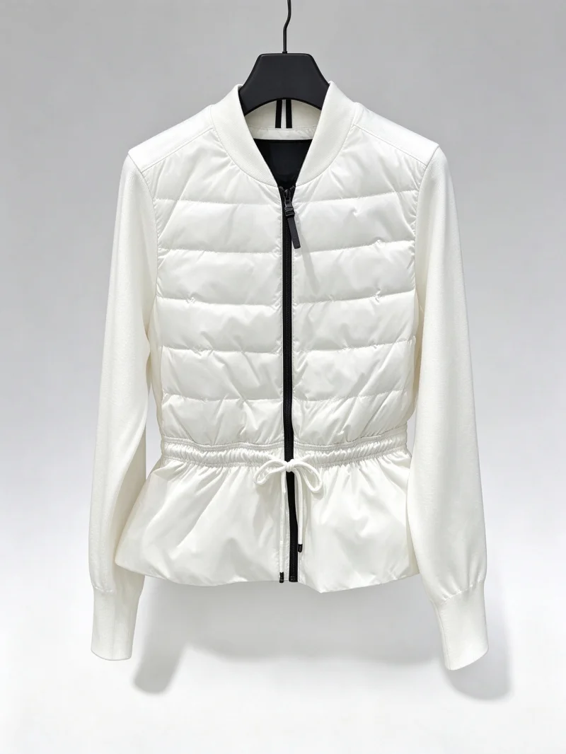 Women Golf Down Spliced Knit Jacket Autumn Winter New Thin Puffer Coat Slim Fit Versatile Ladies Golf Outerwear