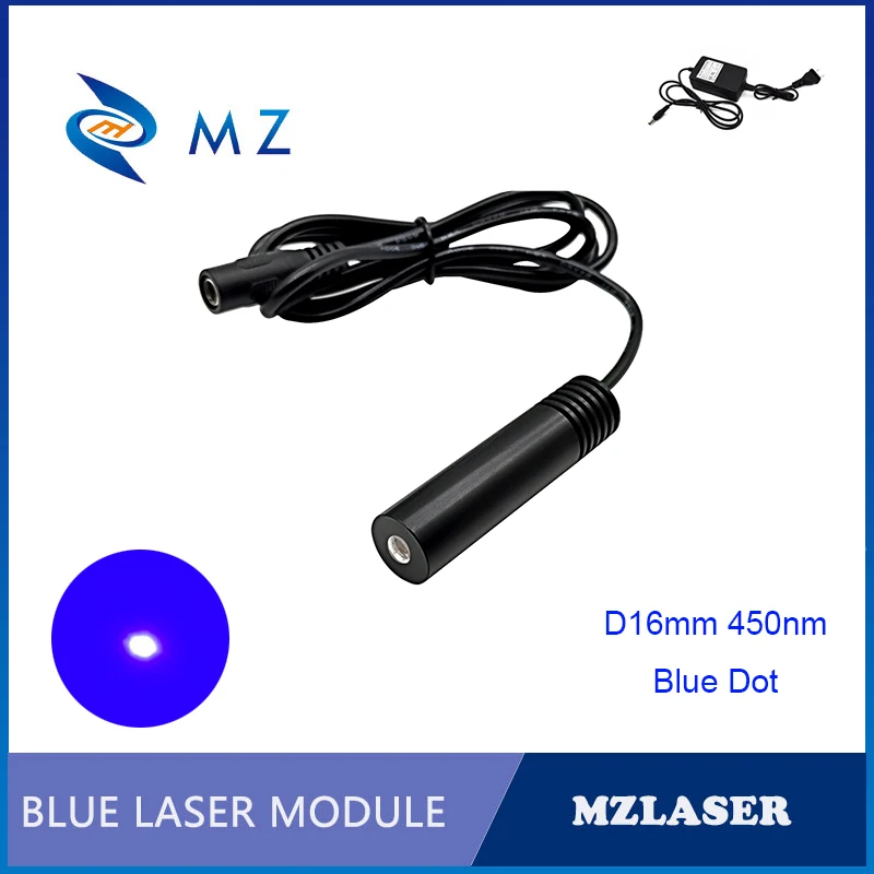 

Blue Dot Laser Diode Module Compact D16mm 450nm 5V 10mw 20mw 30mw 50mw Single Mode Industrial Grade Laser With Adapter Supply