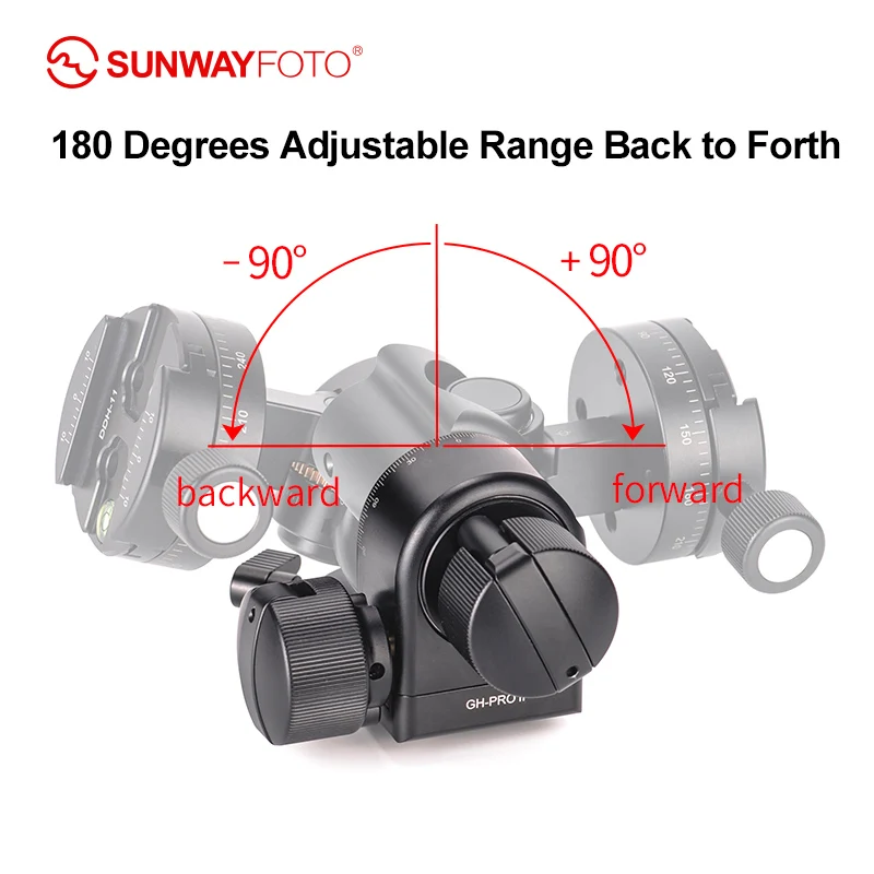 Imagem -04 - Sunwayfoto Dslr Câmera com Arca Swiss Plate Tripé de Vias Geared Head Gh-proii Gh-proii +