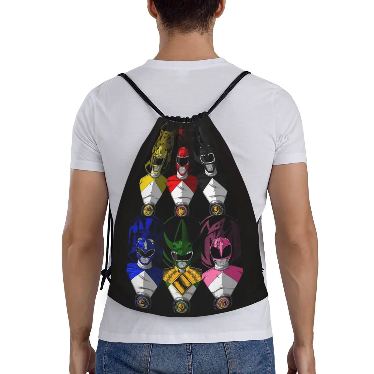 

Рюкзаки Mighty Morphin Power Ranger, многофункциональные портативные рюкзаки на шнурке, карманные спортивные сумки, сумки для книг для мужчин и женщин, школьные