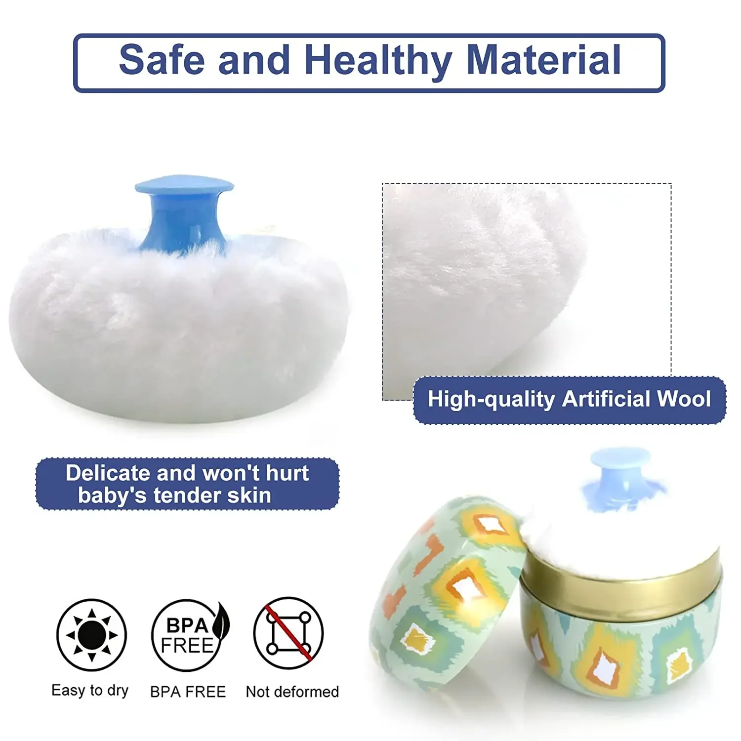 Description Picture 6 of itemBody Powder Case And Powder Puff With Powder Puff Container Tea Canister Baby Adult Body Talcum Powder Puff Container