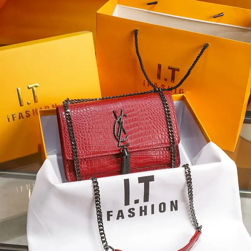 

Luxury Women Bag Fashion Alligator Print Shoulder Bag Chain Strap Small Square Crossbody Purse Elegant Designer Handbag