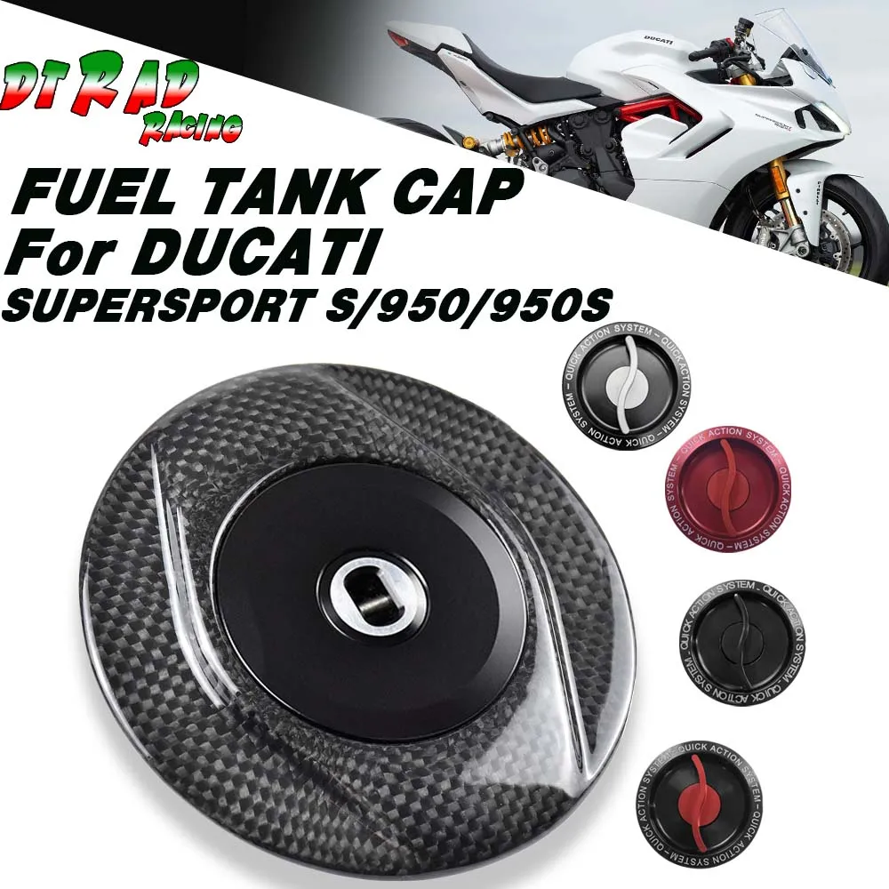 Carbon Fiber Racing Fuel Tank Cap For DUCATI SUPERSPORT S/950/950S Motorcycle Key Locking Anti-Theft System Oil Filler Cover