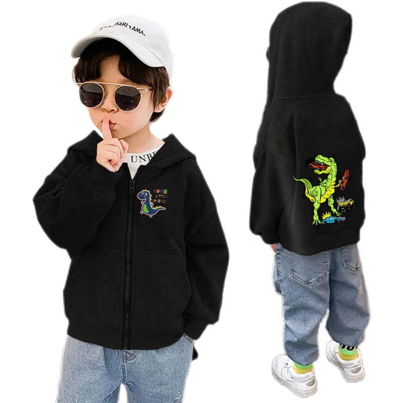 Spring Baby Boys Coats Cartoon Dinosaur Zipper Hoodies Jacket for Kids Sweatshirt Boys Outerwear 5-14Years