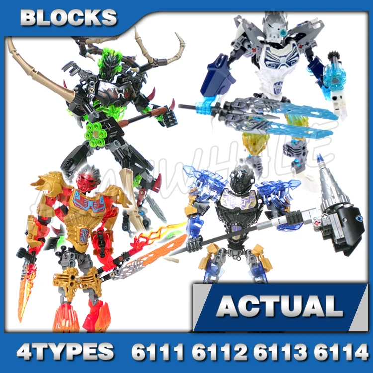 4Types Bionicle Unity Mask Uniter of Fire Earth Ice Tahu Onua Umarak the Hunter 611 Building Block Toys Compatible With Model