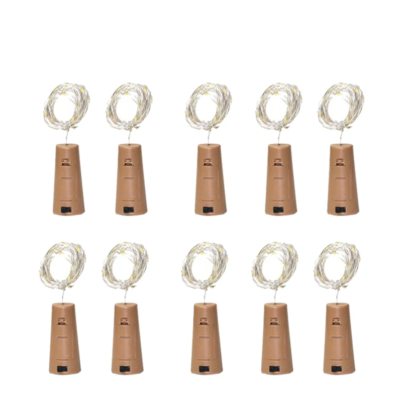 

10 Packs Including Battery Led Wine Bottle Stopper Copper Wire Light String 2M 20LED Atmosphere Decorative Light