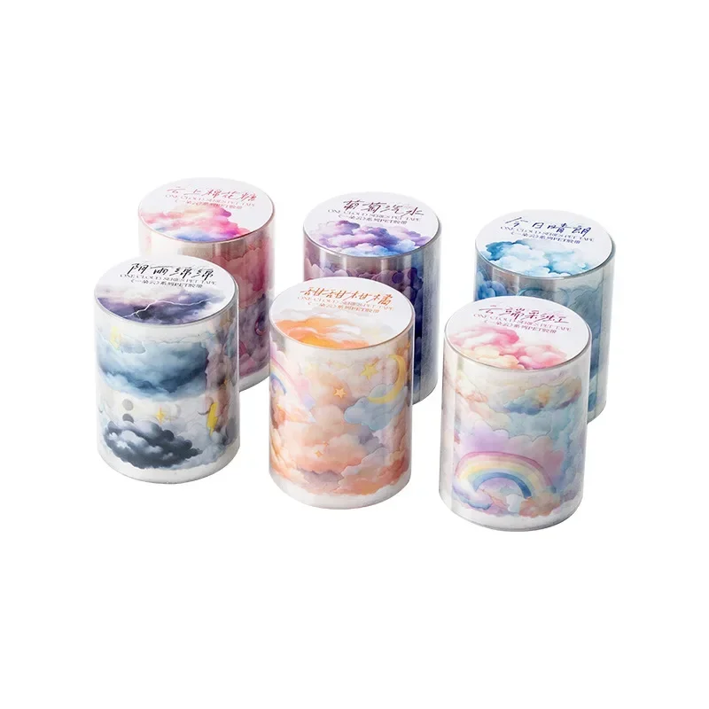 1Roll 2M Tape PET tape Cloud material decoration stickers Rainbow Clouds Adhesives Package handbooks Supplies Scrapbook 50mm*2m