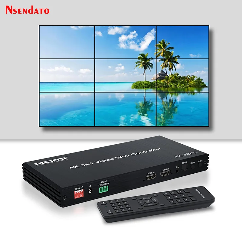 4K@60Hz 3x3 HDMI Video Wall Controller HDMI TV Video Wall Processor 2x3 2x4 1x6 9x1 2x2 9 Screen Stitching Splicer Switch For TV