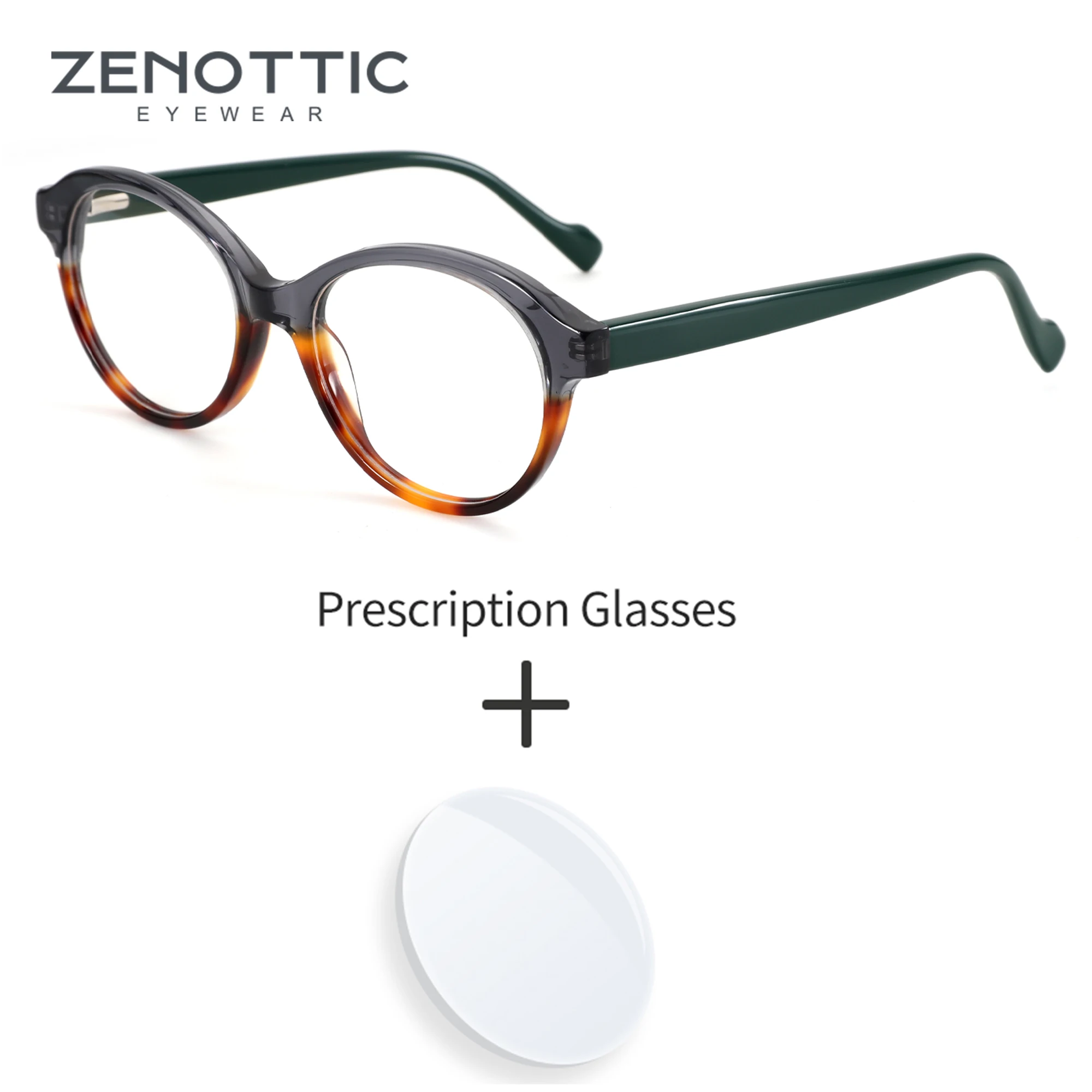 

ZENOTTIC Acetate Prescription Eyeglasses Men And Women Oval Optical Glasses Myopia Hyperopia Progressive Anti-Blue Light