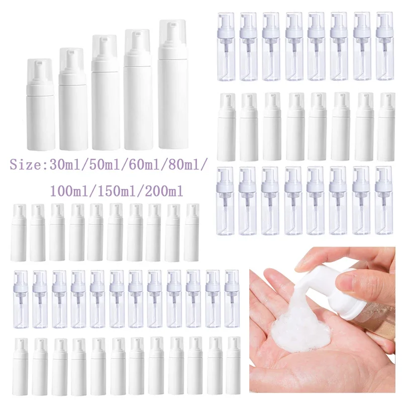 

24Pcs 30-200ml Empty Plastic Foam Pump Bottles Refillable Portable Travel Lotion Dispenser Container For Facial cleanser Shampoo