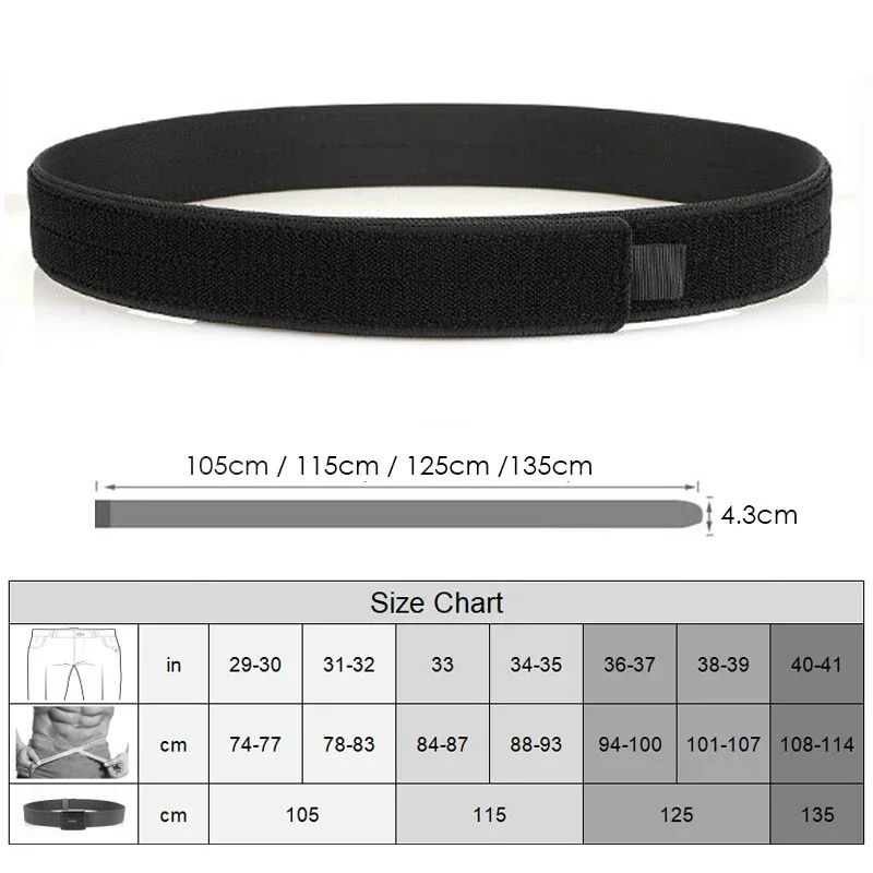 Taktischer Innengürtel für Männer, Premium-Nylon, leicht, verstellbar von 105 cm bis 135 cm, Klettverschluss-Gürtel ohne Schnalle. – Detail 4