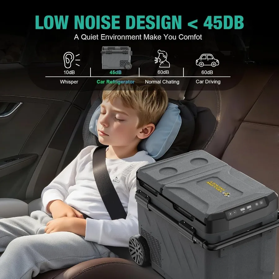 ثلاجة سيارة 12 فولت 49 لتر مبرد كهربائي محمول مع عجلات للتخييم والسفر 12 24 فولت تيار مستمر و110240 فولت تيار متردد جهد مزدوج