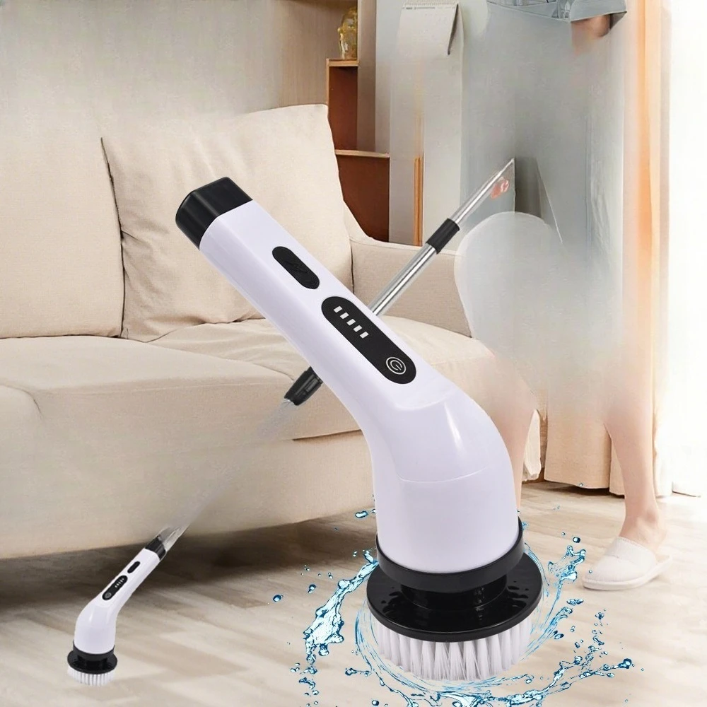 Multifunctional Electric Cleaning Brush 9-in-1 Bathroom Glass Adjustable Length Dual-use Brush for Home Use