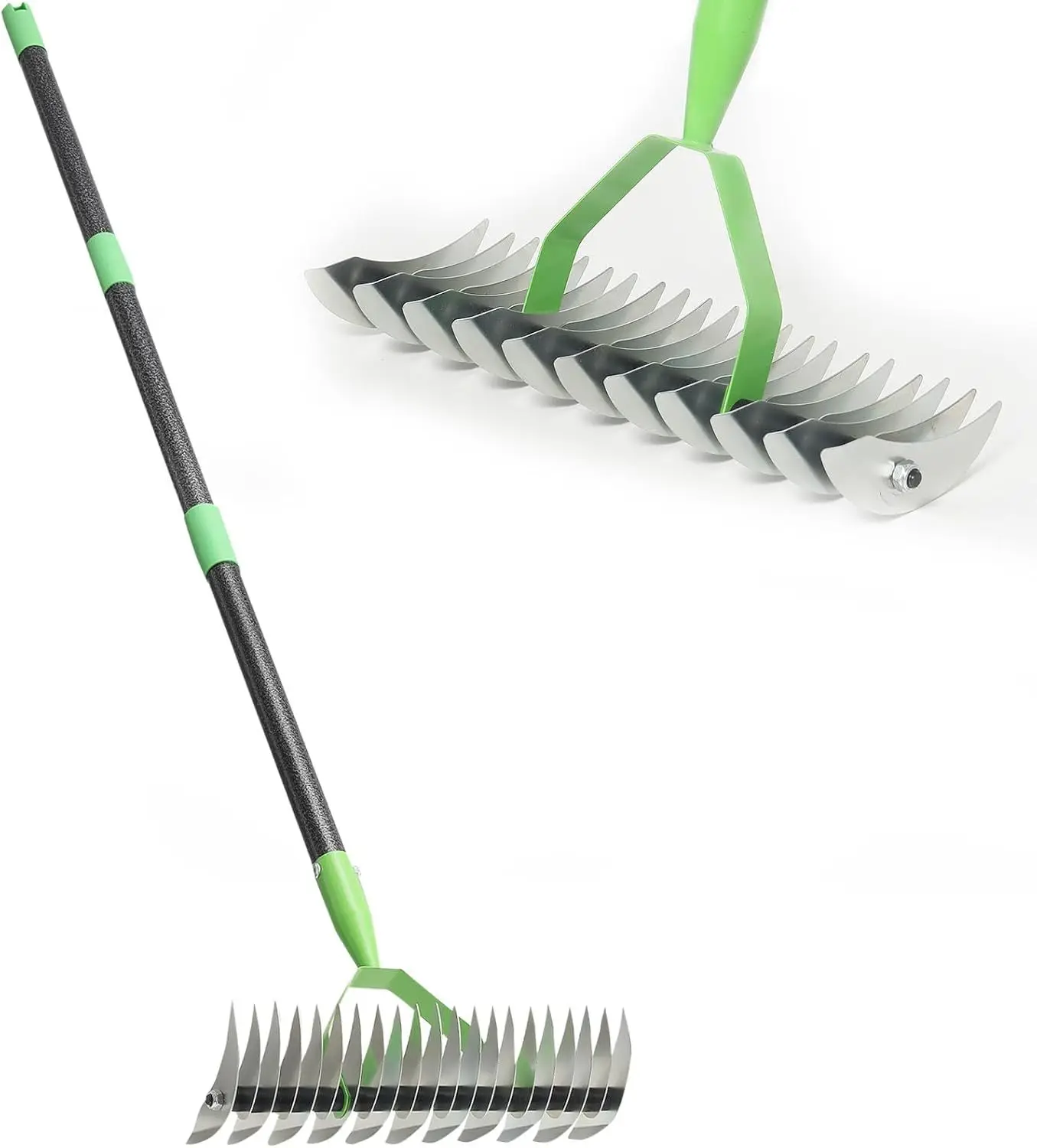 Thatch Rake for Lawns, Dead Grass Dethatcher Rake Removal Tool Heavy Duty Long Handle 54 inch, 13 inch Wide 11 Tines Manual Lawn