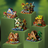 Wooden house street view puzzle assembled building blocks for boys and girls children's toys desktop ornaments holiday gifts