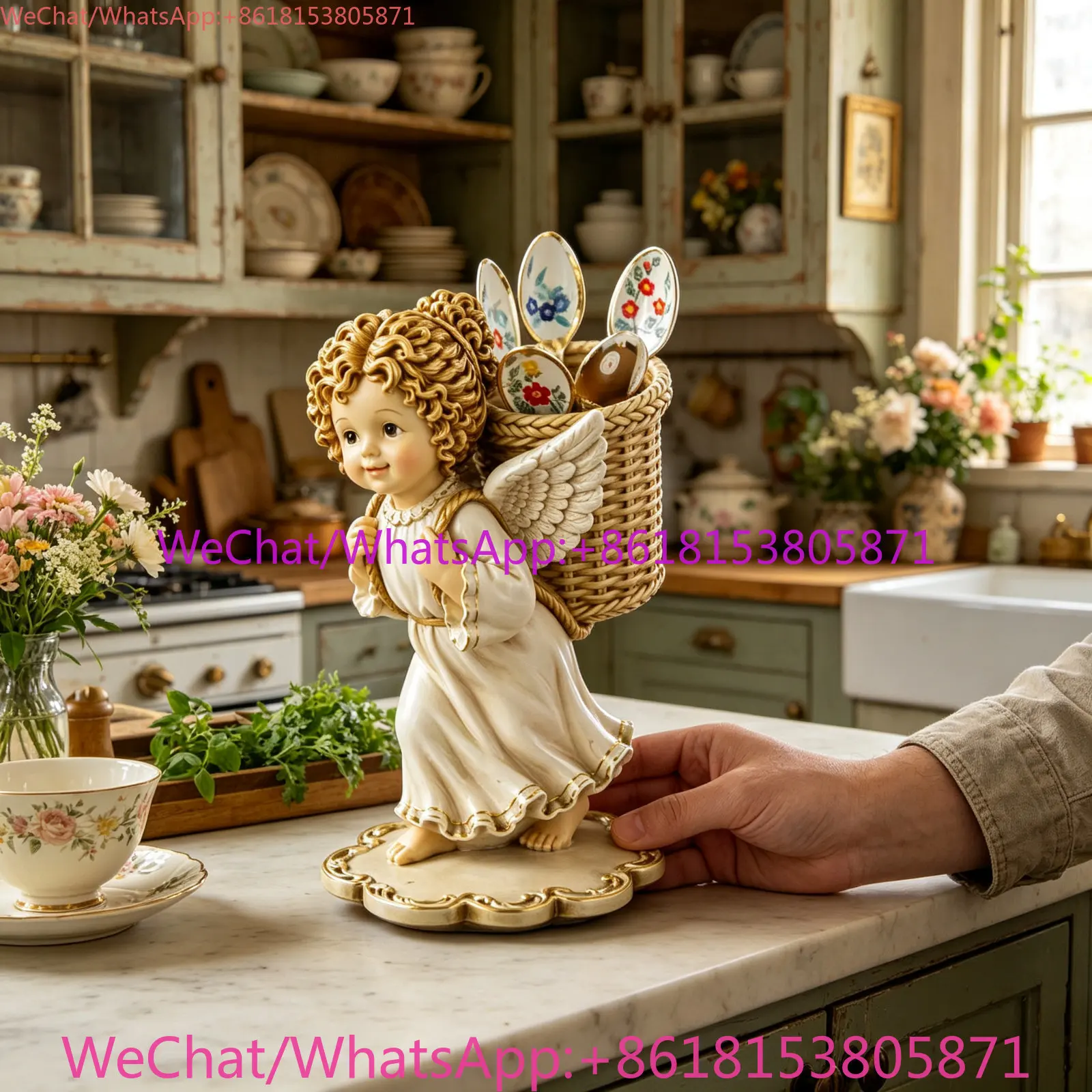 Retro French angel living room kitchen chopsticks tableware American pen holder large capacity finishing box ornament