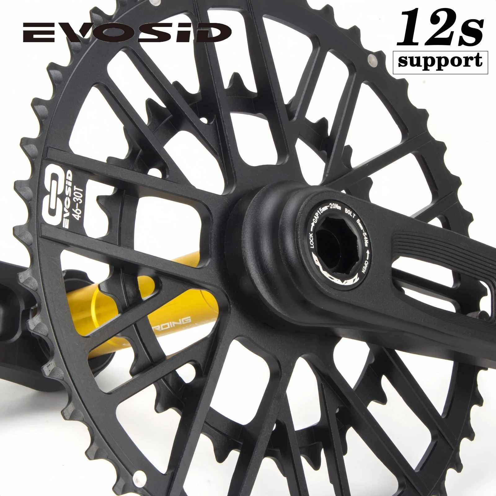 EVOSID Gravel Bike Crank 165/170/175mm Chainring 46-30/48-32T Road Bicycle Crankset Aluminum Alloy Folding Bike Hollow Crank