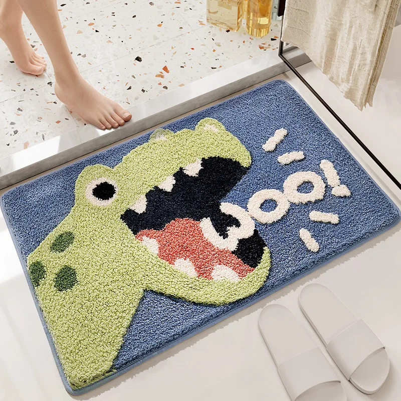 VIKAMA Cartoon Cashmere Floor Mat Soft Non-Slip Bathroom Absorbent Floor Mat Family Toilet Entrance Door Mat Bedroom Carpet