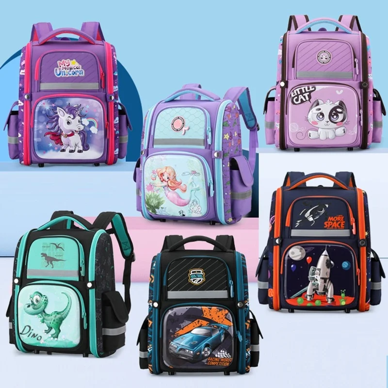 Girls Princess Sweet Mermaid Boys Dinosaur Cartoon Large Schoolbags New Children Students Cute Fashion Unicorn Space Backpacks