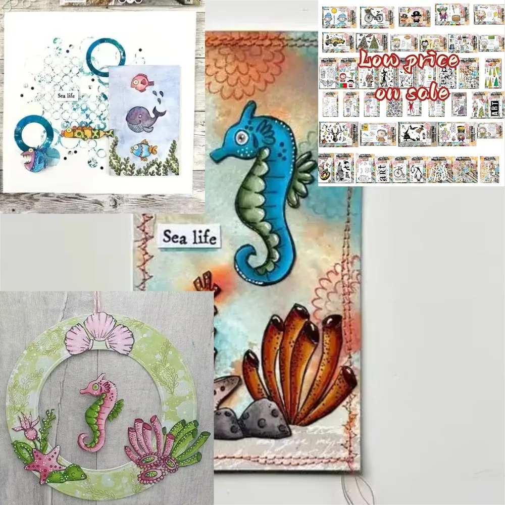 Seahorse and Fish metal cut dice and clear stamps scrapbooking to make paper  engraving frames card craft set for 2025 new
