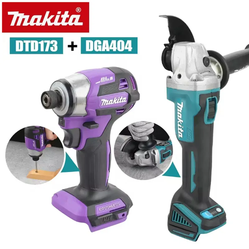 

2026 Makita DTD173/DGA404 18V Brushless Cordless Impact Driver Rechargeable Screwdriver Drill Power Tool Set