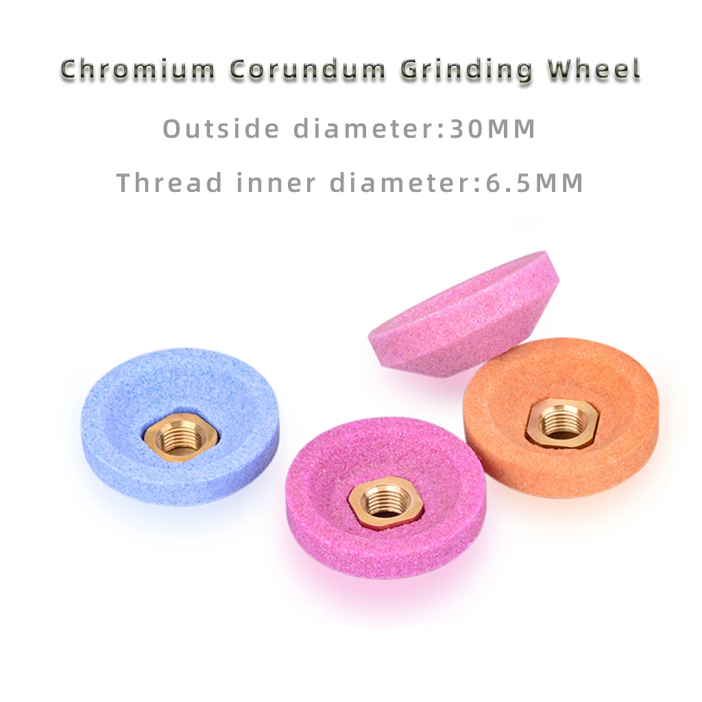 093N 30mm Chromium Corundum Grinding Wheel Surface Polishing Stone For Air Micro Grinder Pneumatic Abrasive Tool 6.5mm Hole