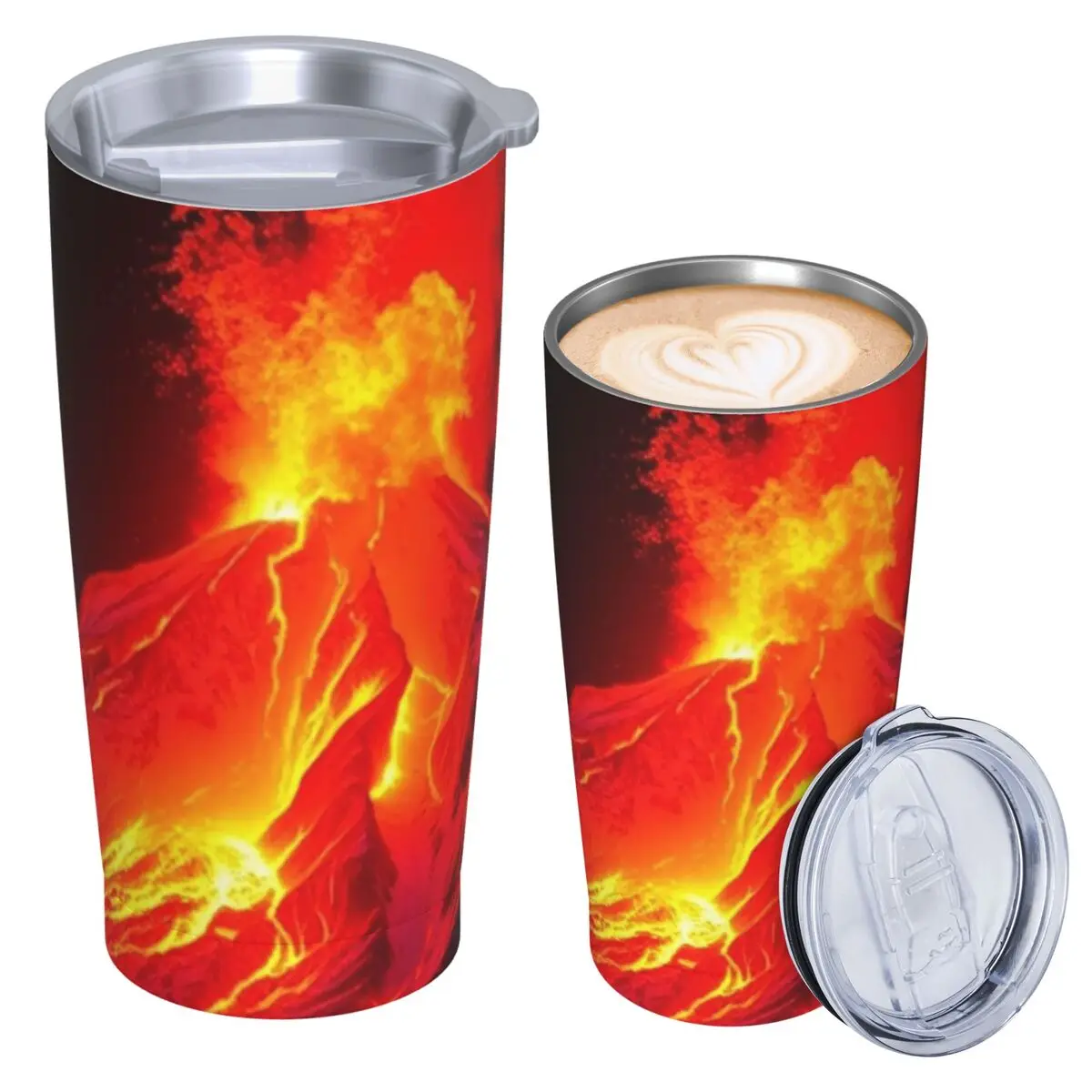 Volcano In The Snow Stainless Steel Tumbler Vacuum Insulated Mug Thermal Cold Cups Straw With Lid 20oz