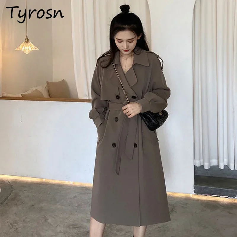 

Women Wool Bends Coats Loose Office Lady Cotton-quilted Warm Over Knee Fall Winter Lapel Double Breasted Femme Elegant New Solid