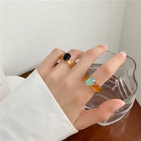 Bague de Luxe Géométrique Irrégulière pour Femme, Strass Clip Coloré Transparent, Bague Ronde, Accessoires de Bijoux Brillants 4