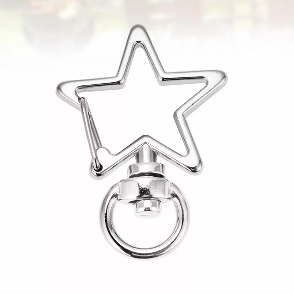 50 Pcs Star Shape Key Fob Chains Craft M Heart Clasp Metal Keyring Business Keychain