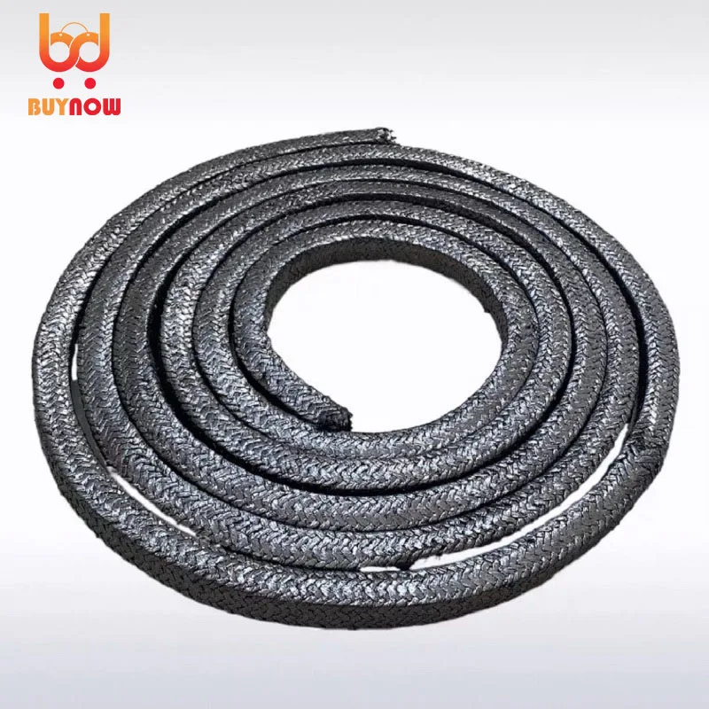 Customized high pressure graphite packing black high resistance gentle sealing graphite packing nickel wire graphite packing