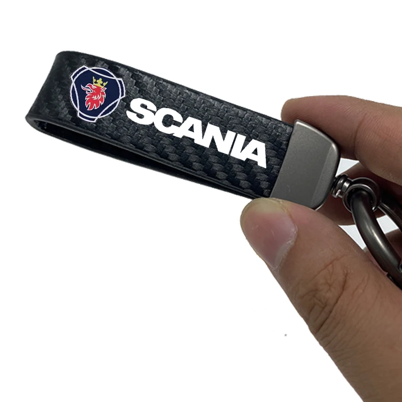 Car Key Chains KeyChain Leather Keyrings Ring Carbon Fiber Texture for Scania K250 K280 K310 K320 K490 SERIE G P S SerieX