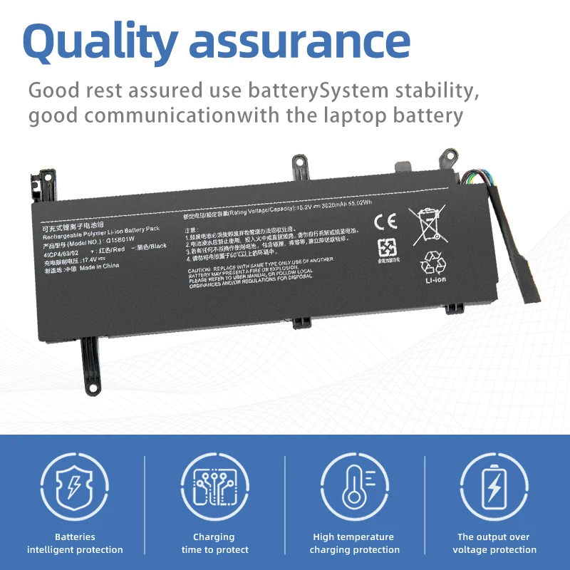SUOZHAN G15B01W Laptop Battery For Xiaomi Gaming15.6'' i5 7300HQ GTX1050 GTX1060 1050Ti 171502-A1 171502-AM 15.2V 55.02WH - Image 2