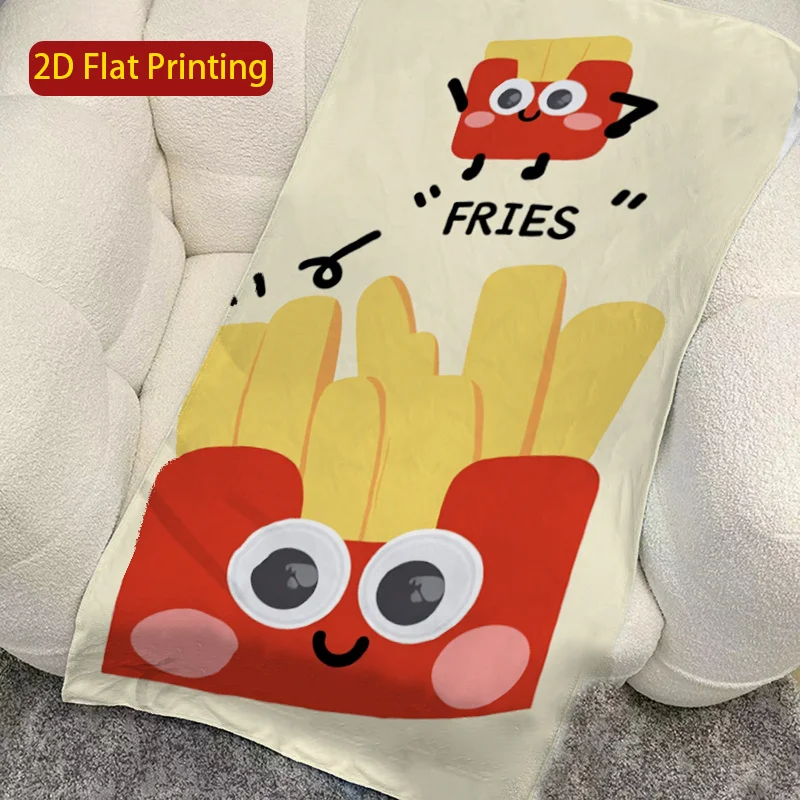かわいいフライドポテトビーチタオル-2d-フラットプリント速乾性マイクロファイバープールビーチキャンプアウトドア楽しい食べ物漫画スタイルギフト