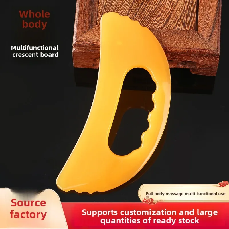 

Moon Shaped Resin Beeswax Gua Sha Tool for Full Body Meridians Unblocking Acupressure and Myofascial Release Massage Stick