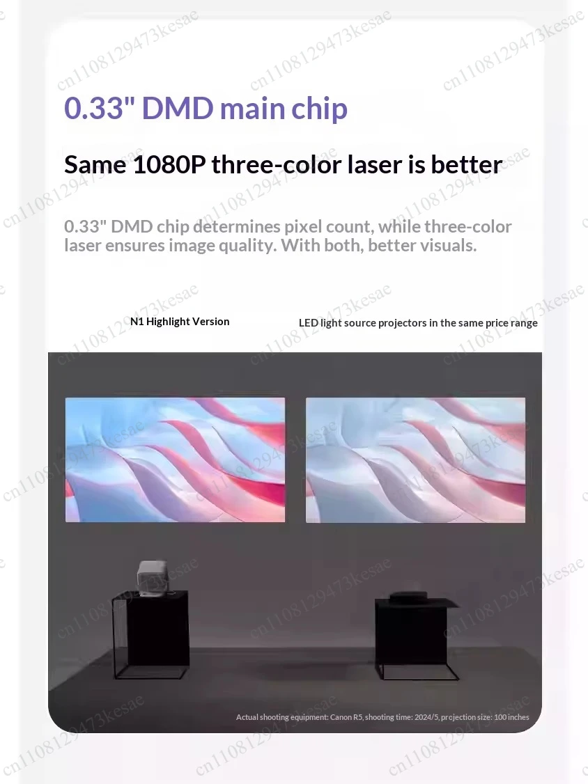 JMGO N1 1080PTri-color Laser Projector 800 CVIA 1600:1 Contrast Integrated Gimbal Dynaudio Tuning for Bedroom Ceiling Projection