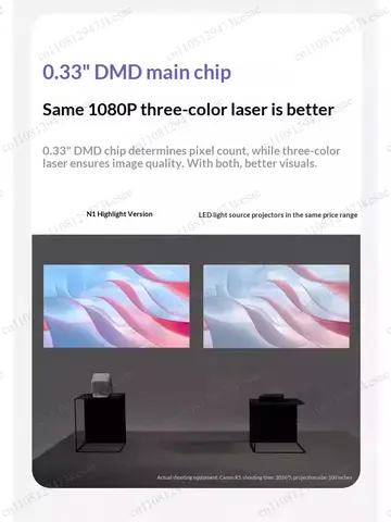 JMGO N1 1080PTri-color Laser Projector 800 CVIA 1600:1 Contrast Integrated Gimbal Dynaudio Tuning for Bedroom Ceiling Projection