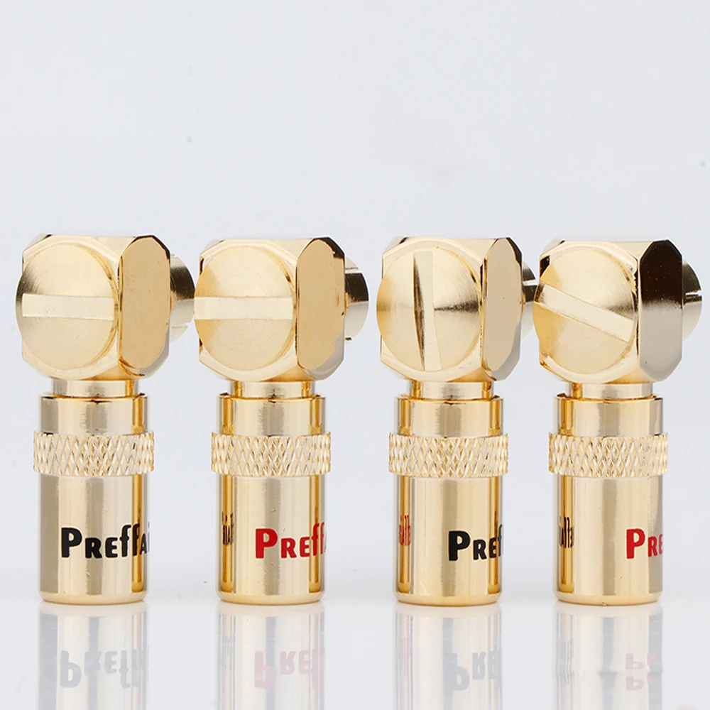 R1749 24K Gold Speakers RCA Plugs Male 90 Degree Plug 8MM Audio Jacks HiFi Music Connectors for HiFi Audio