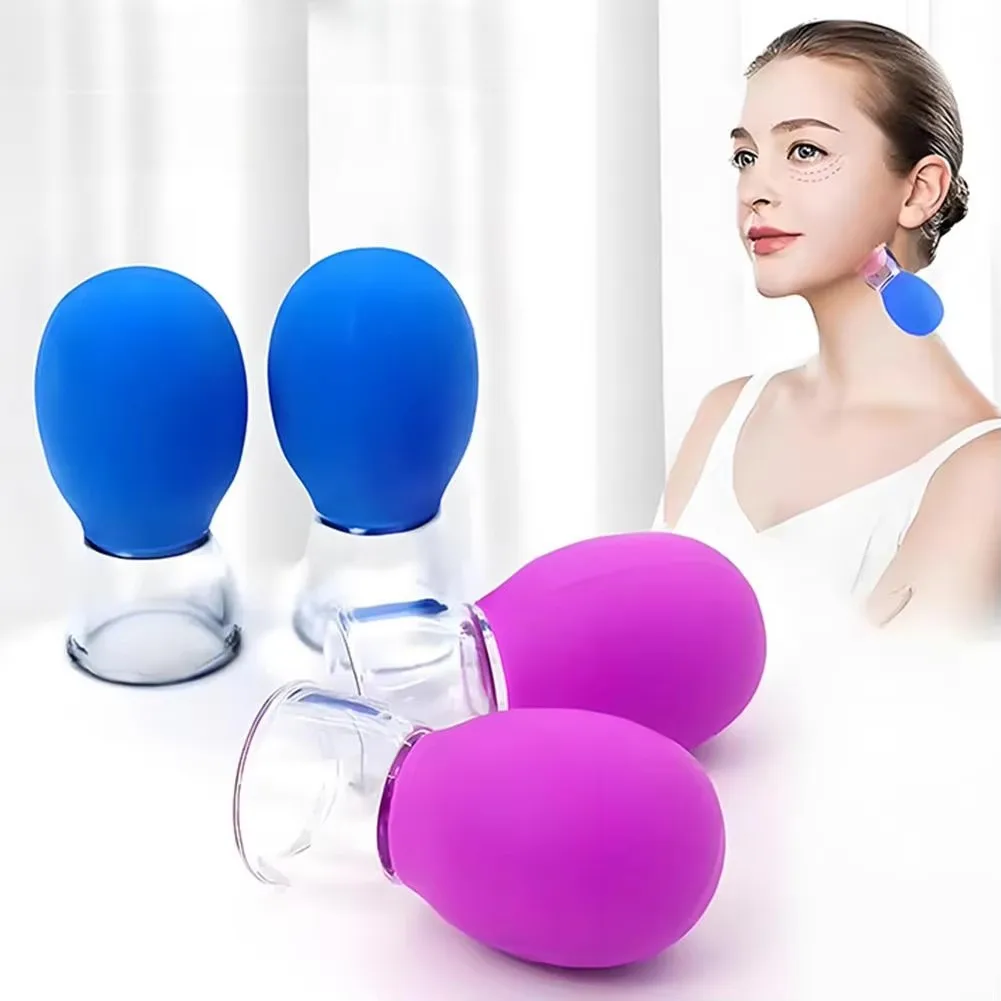 2/4 Pieces Facial Cupping Set Eye Face Vacuum Massage Anti Cellulite Cup Silicone Cupping Cups Massage Therapy Lift Glowing Skin