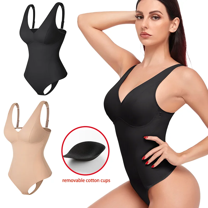 Women Slimming Full Body Shaper Sexy Built-in Bra Shaperwear Corset Tummy Control Bodysuit Thong Waist Trainer Camisoles Tops