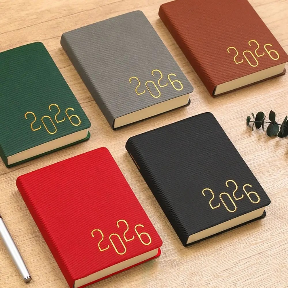 English 2026 Schedule Planner Notepad Pu Leather 12 Months B6 Schedule Book Portable Wear-resistant 365 Days Efficiency Notebook